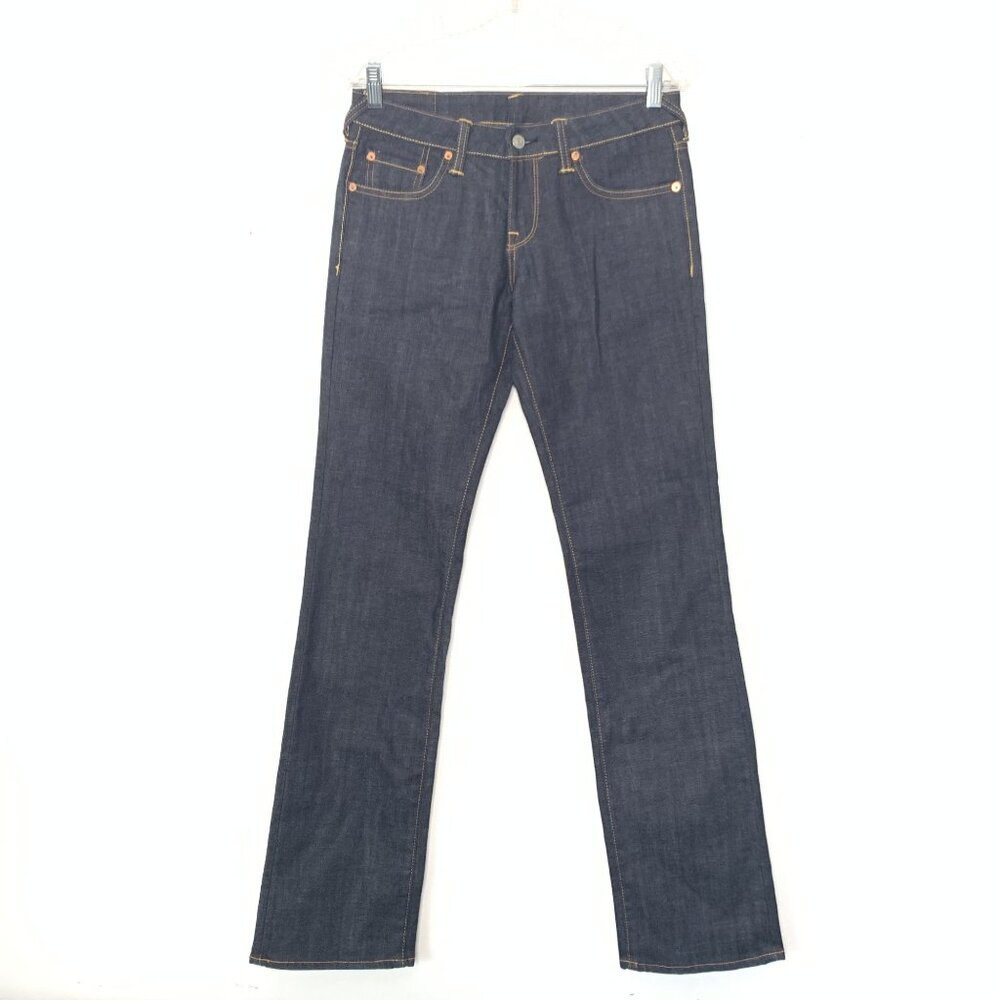 Evisu Heritage Dark Wash Denim Jeans With Straight Leg Cut Size 29